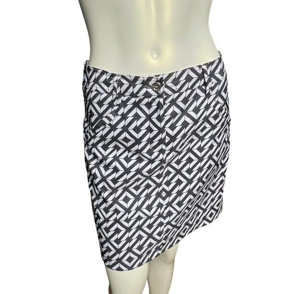N'vo by Lancot Women's Black and White Geometric Print Skirt Size 4 - Picture 10 of 13